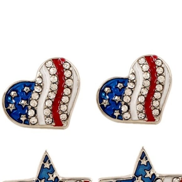 Heart Shaped Flag Earrings - Picture 2 of 2